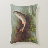 S.A. Kilbourneによる『飛び跳ねるブルックトラウト』ヴィンテージの魚 アクセントクッション (正面(垂直))
