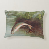 S.A. Kilbourneによる『飛び跳ねるブルックトラウト』ヴィンテージの魚 アクセントクッション (裏面)