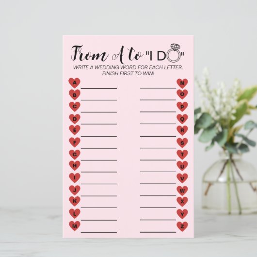 s A to Z結婚ゲーム – おもしろいブライダルシャワー活動 (スタンド正面)