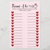 s A to Z結婚ゲーム – おもしろいブライダルシャワー活動 (正面)