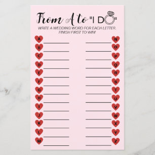 s A to Z結婚ゲーム – おもしろいブライダルシャワー活動