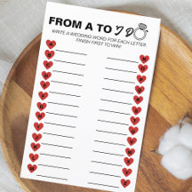 s A to Z結婚ゲーム – おもしろいブライダルシャワー活動