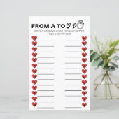 s A to Z結婚ゲーム – おもしろいブライダルシャワー活動 (スタンド正面)