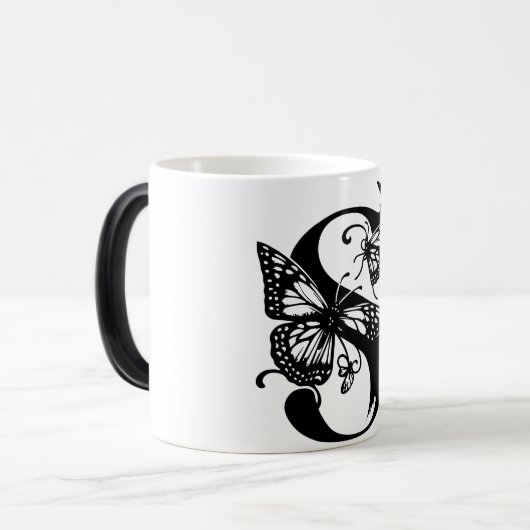 S Alphabet black butterfly モーフィングマグカップ (正面左)