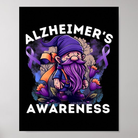 S Awareness Month T Heimer Gnomes Purple Ribbon ポスター (正面)