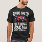'S Black Tractor Pulling Superpower Fun Tシャツ (正面)
