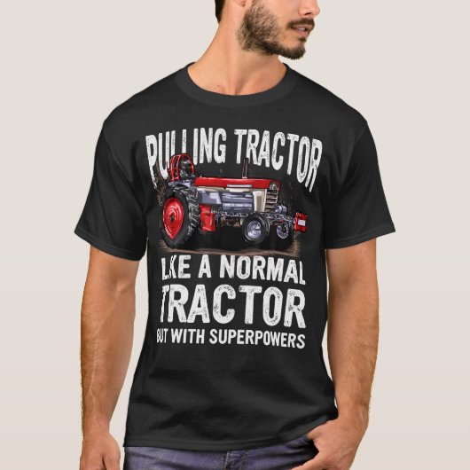 'S Black Tractor Pulling Superpower Fun Tシャツ (正面)