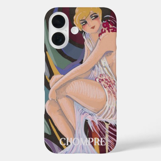 S. Chompre によるドレープのあるヴィンテージ アールデコの女性 Case-Mate iPhoneケース (裏面)