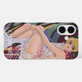 S. Chompre によるドレープのあるヴィンテージ アールデコの女性 Case-Mate iPhoneケース (裏面 (横))