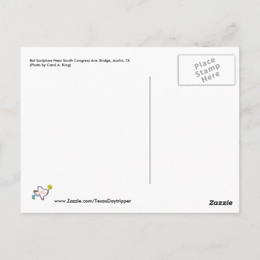S. Congress Bridge、オースティン、TXの近くで彫刻を打って下さい ポストカード (裏面)
