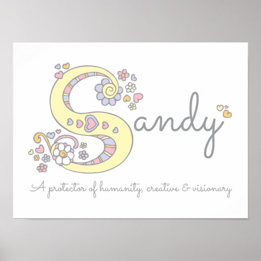 S for Sandy monogram letter art name meaning ポスター (正面)