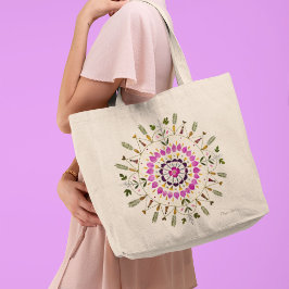 S. Friguiによるオリジナル押し花アートから ラージトートバッグ