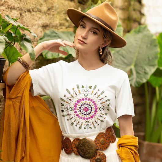 S. Friguiによるオリジナル押し花デザイン Tシャツ