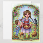 s hands 救済 Farm Kids Garden Cat Chicks Art Card (正面/裏面)