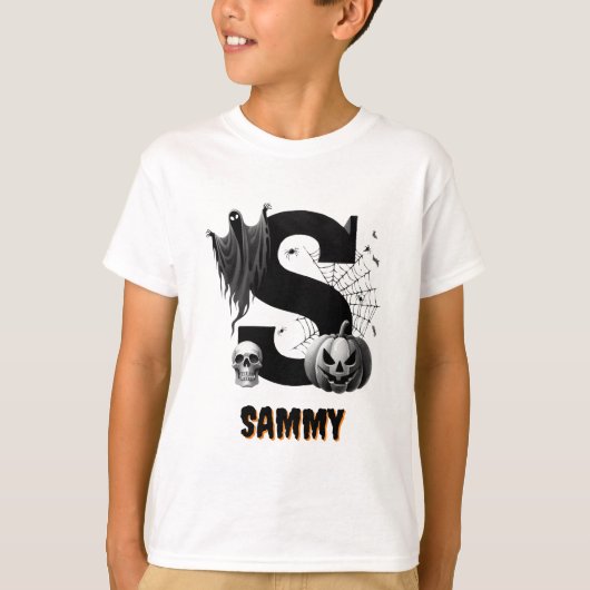 S InitialTrickまたは可愛いハロウィーンを扱う Tシャツ (正面)