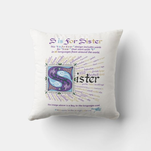 S is for Sister Pillow クッション (裏面)