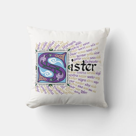 S is for Sister Pillow クッション (正面)