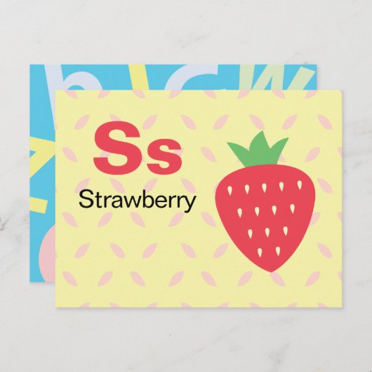 S is for Strawberry - Alphabet Flash Card ポストカード (正面/裏面)