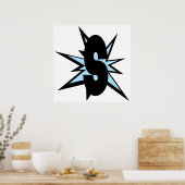 S letter as漫画アートモノグラムSイニシャルアルファブ ポスター (キッチン)