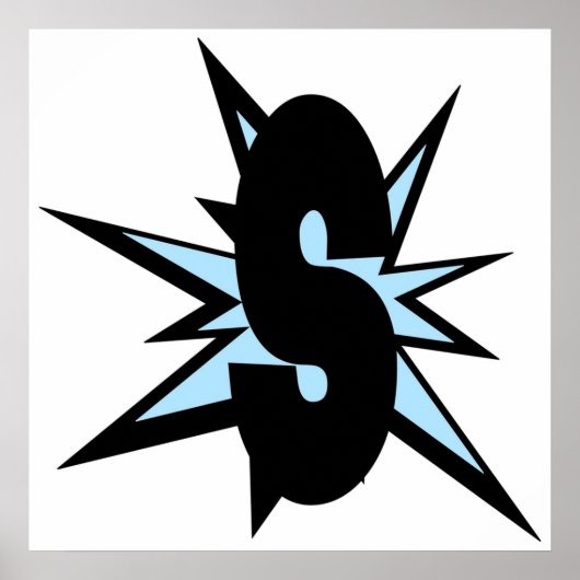 S letter as漫画アートモノグラムSイニシャルアルファブ ポスター (正面)