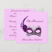 「_______'s Mardi Gras Ball 2011」 -紫 招待状 (正面/裏面)