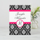 's Monogram Damask Hot Pink 結婚招待状前面 招待状 (スタンド正面)