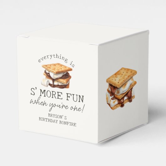 S’mores Fall Bonfire Outdoor First Birthday フェイバーボックス (正面サイド)