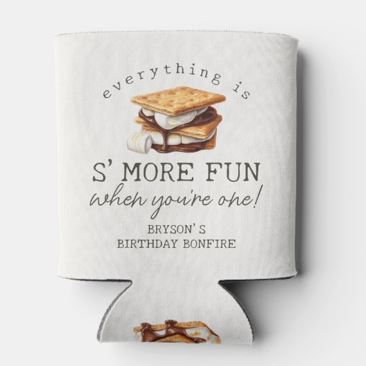S’mores Fall Bonfire Outdoor First Birthday Favor 缶クーラー (裏面)