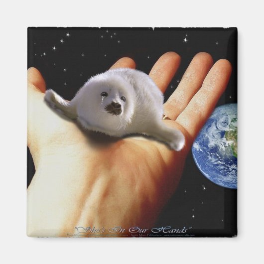 S.O.S.私たち救のハープシール マグネット (正面)