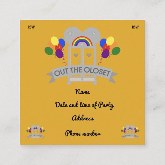 s out来ゲイパーティーお祝い招待状 エンクロージャーカード (裏面)