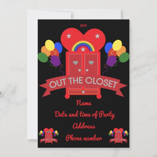 s out来ゲイパーティーお祝い招待状 招待状 (裏面)