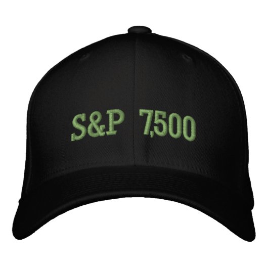 S&P 7500レベル株式市場指数お祝い 刺繍入りキャップ (正面)