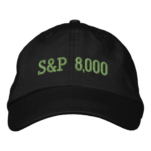 S&P 8000レベル 株式市場指標のお祝い 刺繍入りキャップ (正面)