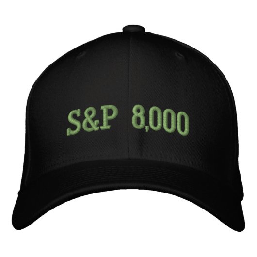 S&P 8000レベル 株式市場指標のお祝い 刺繍入りキャップ (正面)