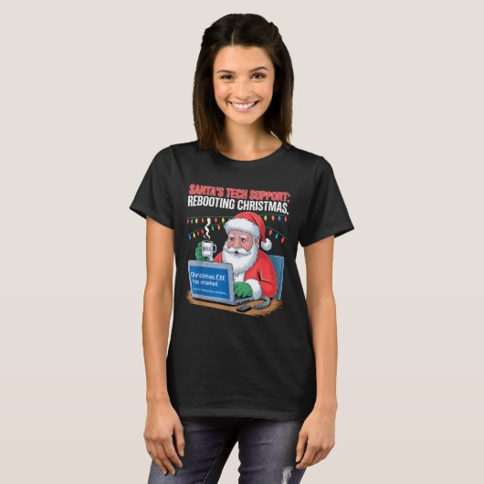 s Rebooting Tech Santa Support Joke Tシャツ (正面フル)