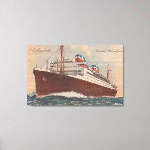 S.S.マンハッタンCunardの遊航船の眺め キャンバスプリント