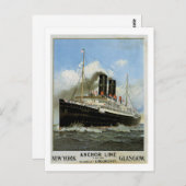 S.S. Caledonia – グラスゴー行き来のニューヨーク ポストカード (正面/裏面)
