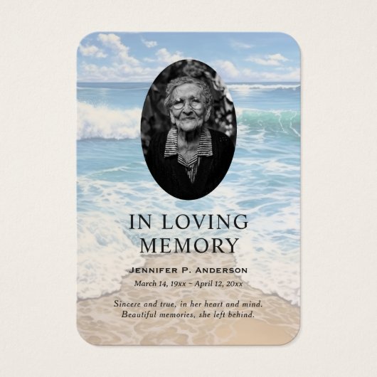 s waves転がビーチ記念祈りの言葉フォトカード (正面)