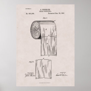 S. Wheeler 1891年著トイレットペーパーのパテント第465,588 ポスター