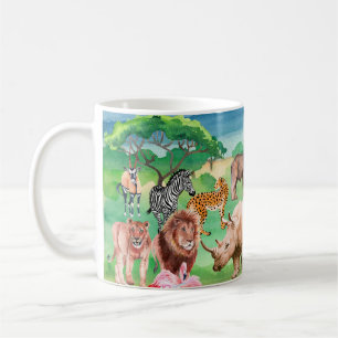 saの背景にあるアフリカの野生動物 コーヒーマグカップ