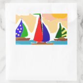 SA帆船カラフルアー初期のト 長方形シール (バッグ)