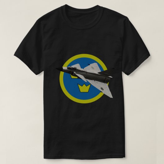 Saab 37ヴィーゲン飛行機スウェーデン空軍ローンデル tシャツ (デザイン正面)