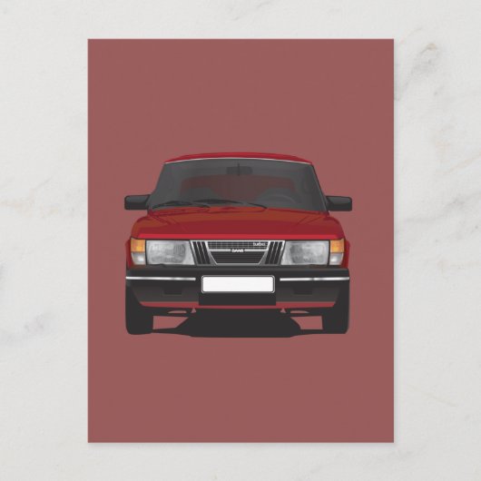 Saab 900ターボ（赤） ポストカード (正面)