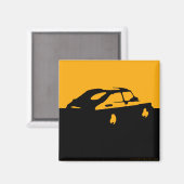 Saab 900 SPG/Aero - Yellow on dark bkgd magnet マグネット (正面/裏面)