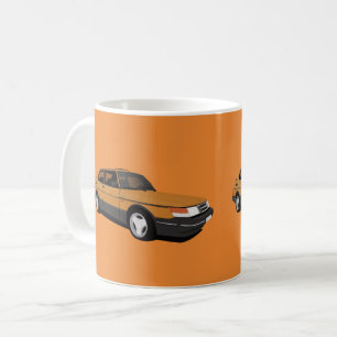 Saab 900 Turbo 16 Aero、オレンジ色のイメージ2枚 コーヒーマグカップ