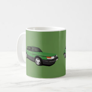 Saab 900 Turbo 16 Aero、2つの緑の灰色の画像 コーヒーマグカップ