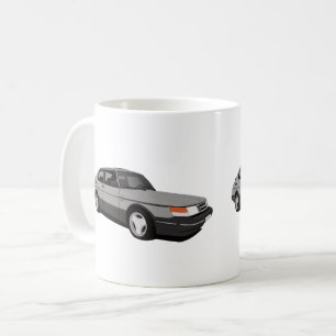 Saab 900 Turbo 16 Aero、2つの薄いグレーのイメージ コーヒーマグカップ