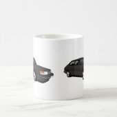 Saab 900 Turbo 16 Aero、2つの黒い画像 コーヒーマグカップ (中央)