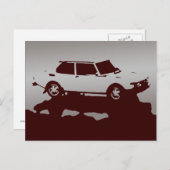 Saab 99ターボハガキ – 暗い上のシルバー ポストカード (正面/裏面)
