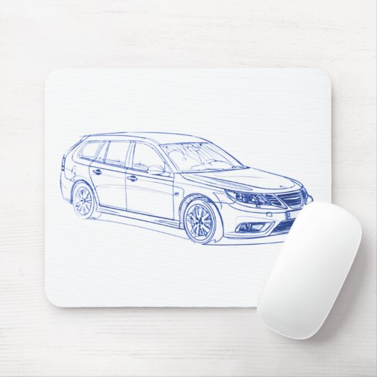 Saab 9-3 Combi 2009年 マウスパッド (マウス)